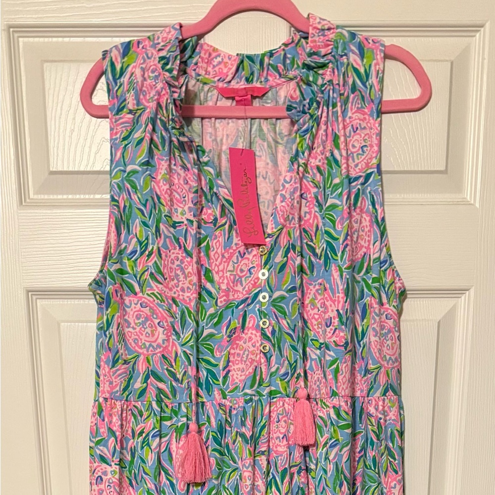 NWT Lilly Pulitzer Malone Maxi Dress in Frenchie Blue Turtley In Love